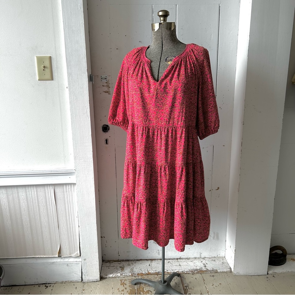 Universal Thread Pink BoHo Floral Tiered Baby Doll Prairie Dress